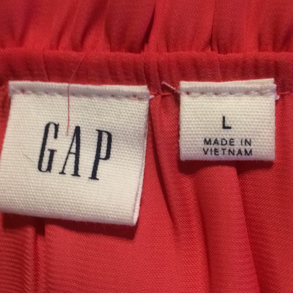 🔥 GAP | Coral Satin-Feel Tie-Neck Boho Peasant Blouse Sz Large - Picture 6 of 8